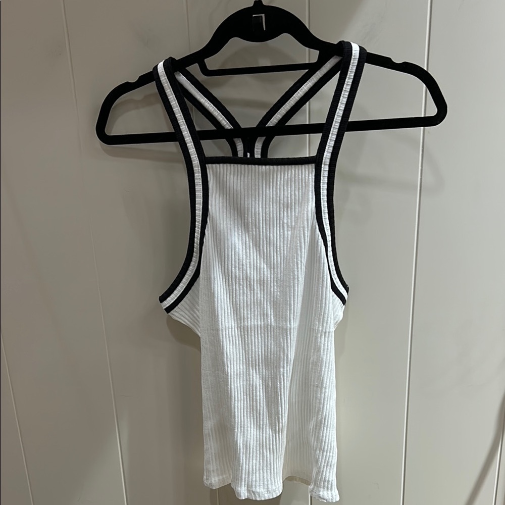 Anthropologie Ribbed White Racerback